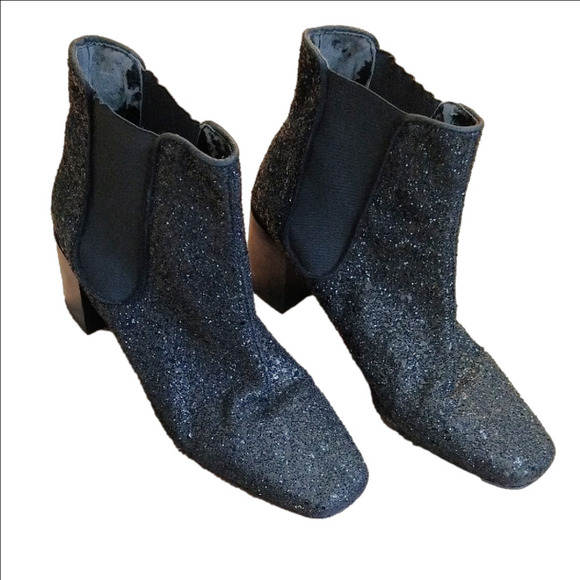 Zara Black Ankle Boots with Textured Sparkle - Size 40 - Picture 1 of 5